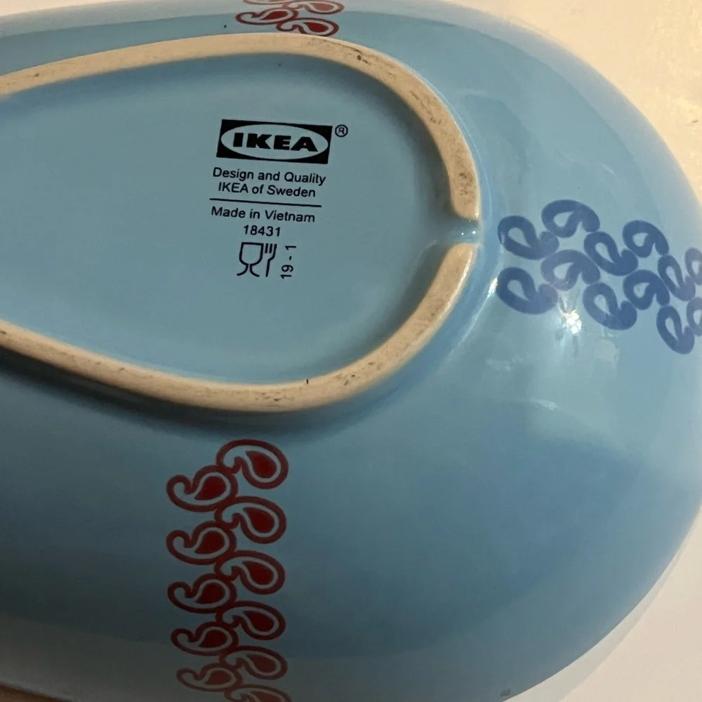 IKEA Blue and Red Ceramic Dish